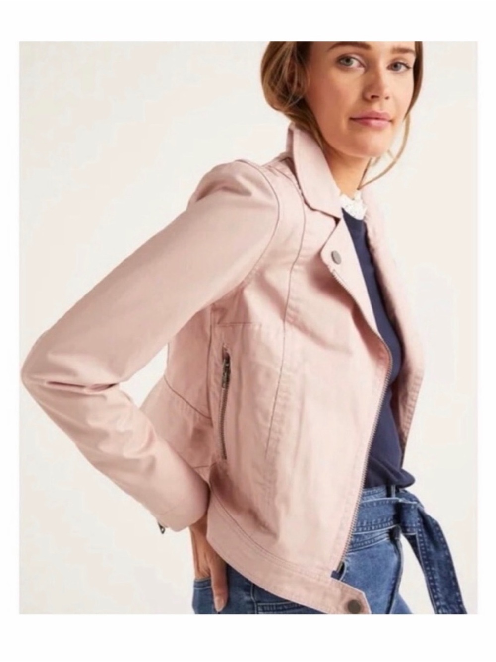 Boden Pale Pink Moto Jacket